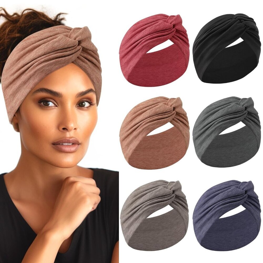Breathable Extra Wide 7-Inch Headbands For Women - 6pcs Stylish Designs